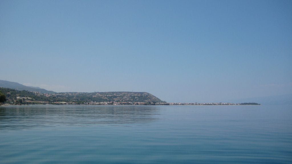 Aigeira - View offshore of river Krios toward Paralia of Akrata - Aug 2010