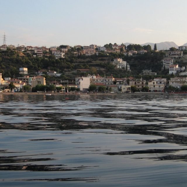 Aigeira - View of Aigeira and Marmara from the Korinthian gulf - Aug 2010