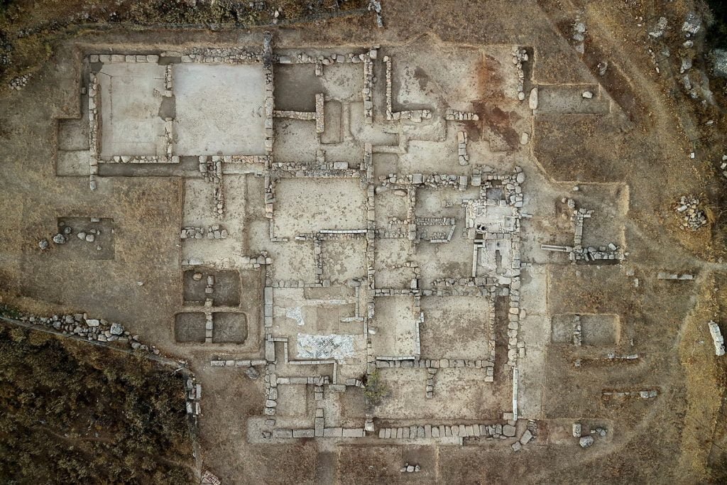 Aigeira - History - Acropolis of Ancient Aigeira - Guesthouse - Aerial View of Excavations